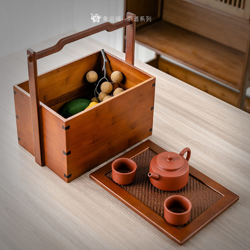 优茶道竹编便携茶具收纳盒