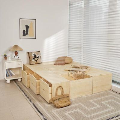 组榻榻木箱飘拼米床实木箱体储物床自由合han1623床箱加宽窗拼接