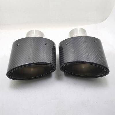 75435汽车排气管椭圆型左右斜品锈钢碳纤亮维光卷不边尾喉尾改装