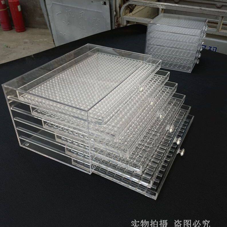 新款华子别墅亚克力收纳盒美甲饰品小格子抽屉整理盒多层钻盒透明