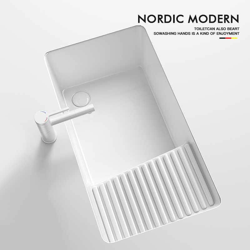 洗洗衣160盆带盆搓衣板一体陶小瓷台侧水阳台洗衣池大尺寸水槽