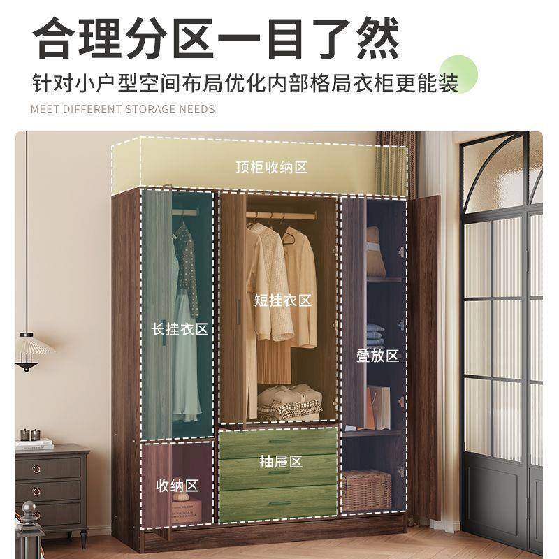 简易板式衣柜家衣柜用卧室现开对门收纳户柜出租屋家用简约代小型