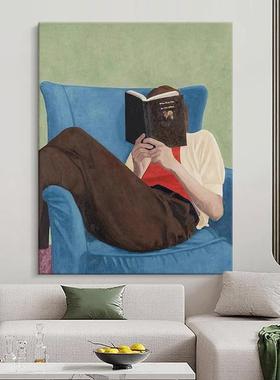 抽挂象文艺人物厅装饰画小众术手客绘油画玄关走廊艺过道画无ACY4