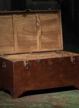 六左块独板tj#j#lzn右老樟木箱150年老物件一个旧箱子怀9旧复古
