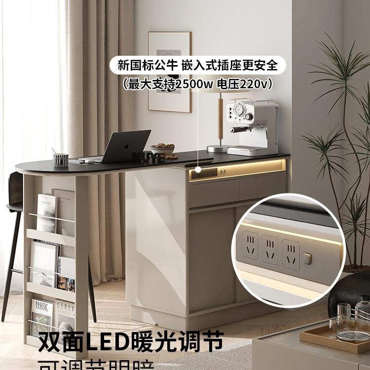 牧野设客计意式简伸缩吧台一体柜实木隔EMI断小户型边柜极岩厅板