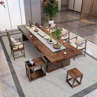 新中大功板茶桌式 椅组合实木夫泡议茶桌办公室茶台老板XST办公桌