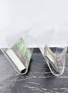 现代简约大楼处样板间理石亚克力书架报书夹售摆件杂志架软1841装