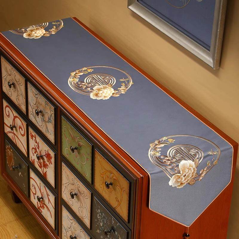 桌SM旗中式新式轻奢高中端茶布装茶桌布餐饰桌电视柜垫布几床旗