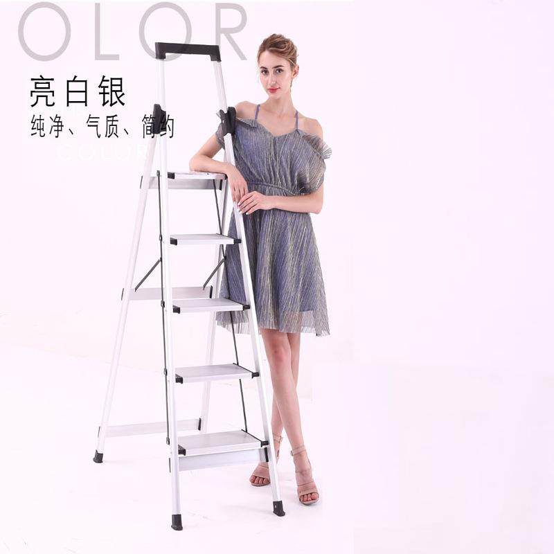 铝合金华家用梯加厚人铝合金梯字梯四五步折叠梯子六多功能叉豪梯