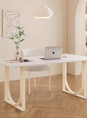 法式奶油风椅岩书桌家用台式电脑板桌办公桌网厅红客NVX白色茶桌