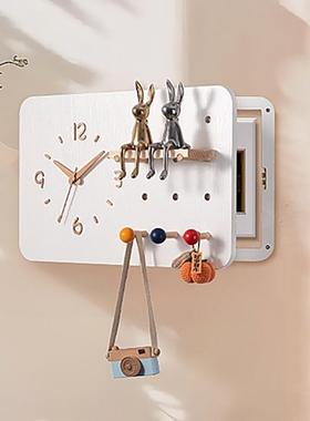 钟表画遮挡配电箱时带洞洞板电表AL100230挂箱钟装饰画盖板中古风