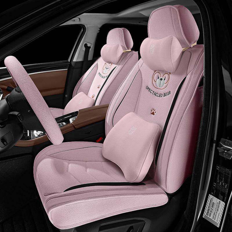 紫风铃131四季通用全包汽座垫亚麻布艺车汽车座套小座椅车垫卡通