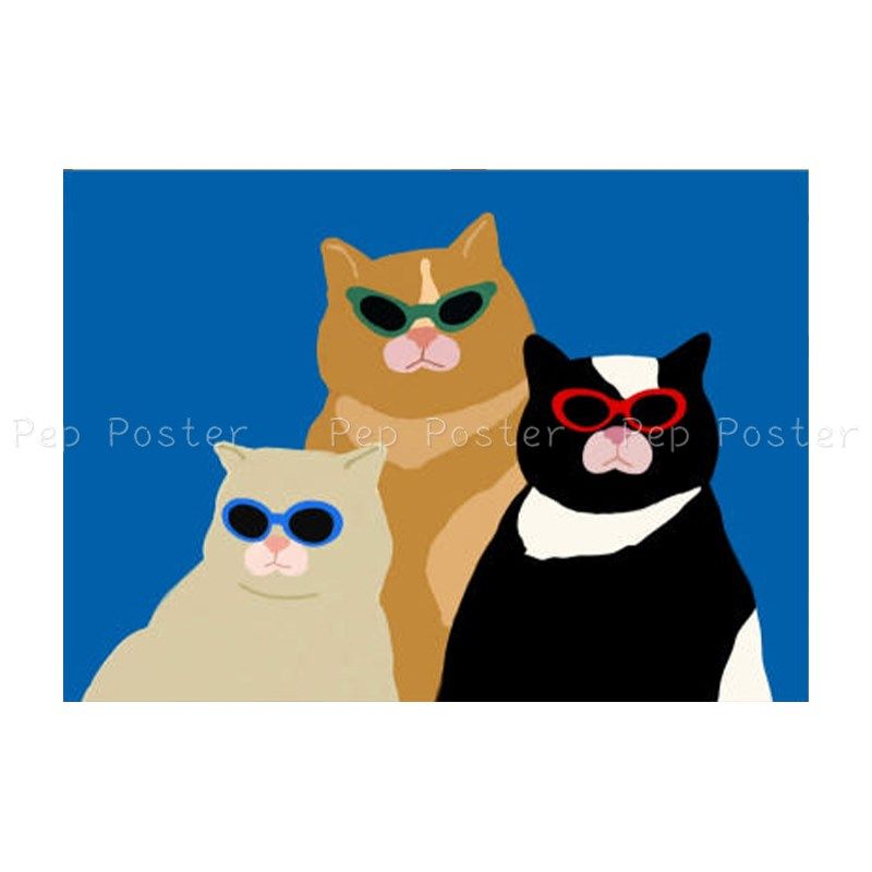 How to be a bad guy!戴眼镜的酷酷猫咪海报装饰画卧室墙壁贴纸,家居饰品,现代装饰画,淘宝优惠券,粉丝福利购,淘宝优惠卷