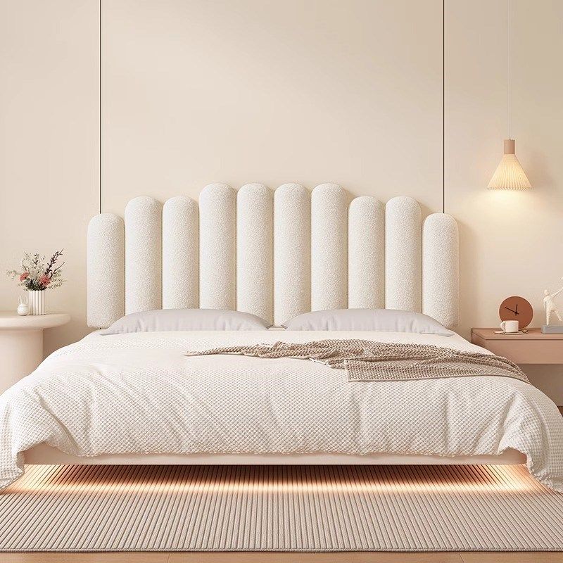 波浪钢琴键软包床头靠垫奶油风榻榻米靠枕床头护腰大靠背2024新款,居家布艺,床头靠垫,淘宝优惠券,粉丝福利购,淘宝优惠卷