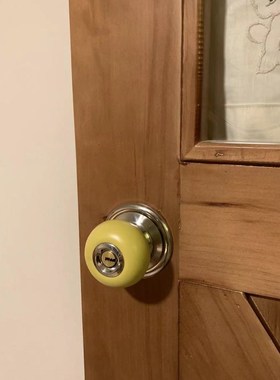 红色门锁卧室门锁老式圆形门锁粉色陶瓷门把手手柄大红色球形锁球