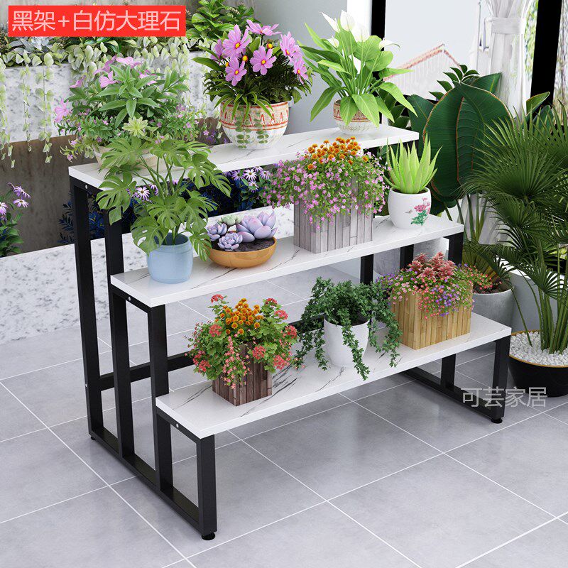 花店花架三层流水台产品高低展示架货架鞋架展示柜双面展示架