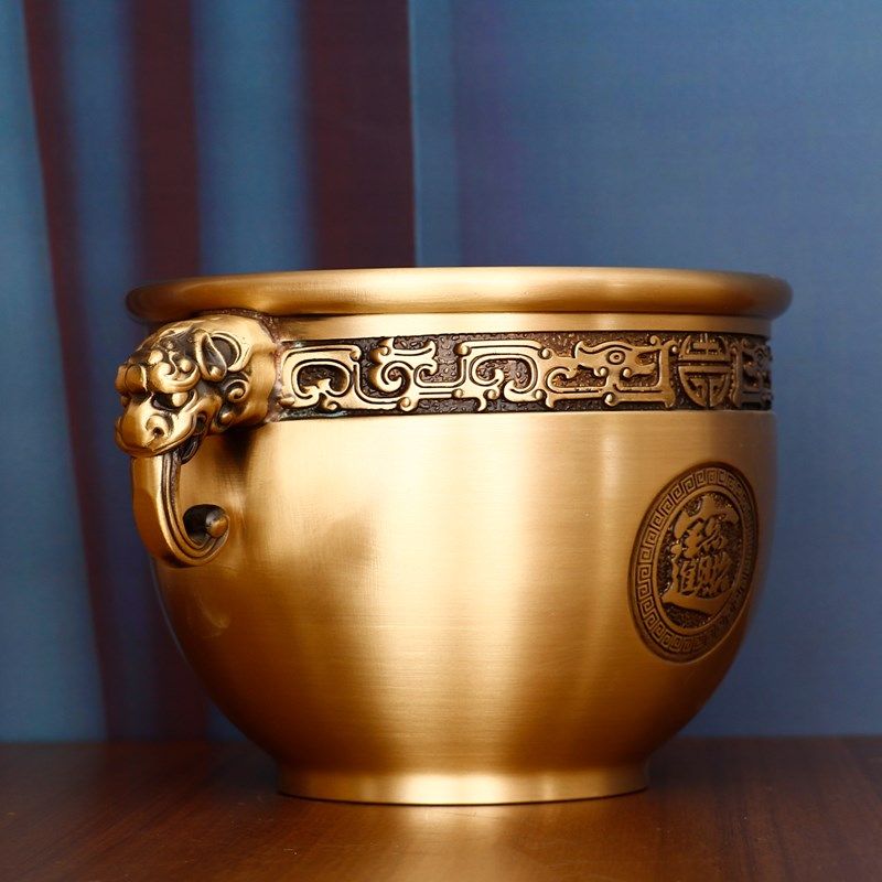 纯黄铜象鼻招财缸聚财聚宝盆摆件家居饰品铜制米缸存钱罐客厅家用,家居饰品,装饰摆件,淘宝优惠券,粉丝福利购,淘宝优惠卷