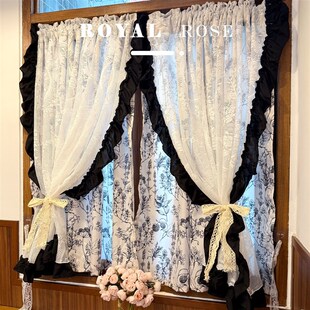 法式洛可可覆古赫本蕾丝公主风双层卧室飘窗窗帘高级感隔断门帘