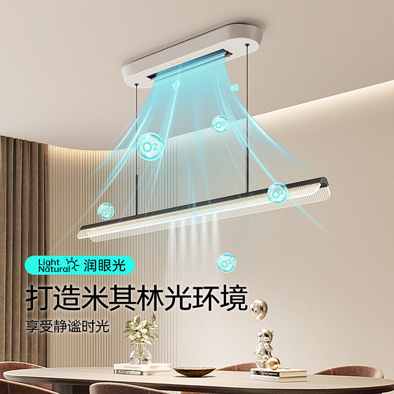 饭厅吊灯无叶吊扇灯吊扇灯2026新款现代简约轻奢一体饭厅中山灯具