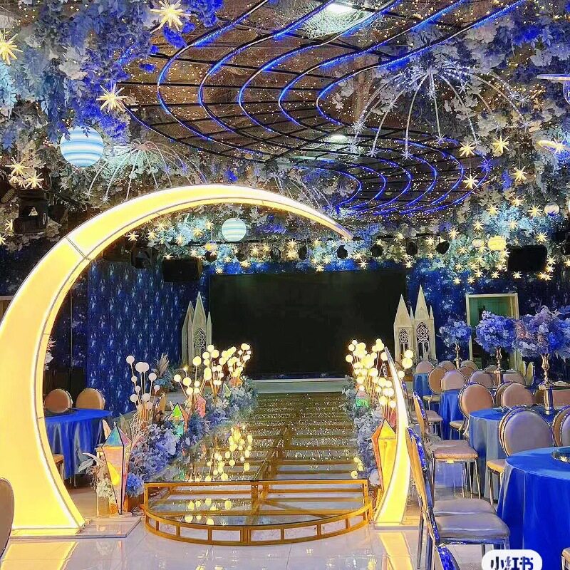 婚宴厅装饰灯婚庆布置蓝色水晶星空酒店具婚礼道具路引T婚庆装饰