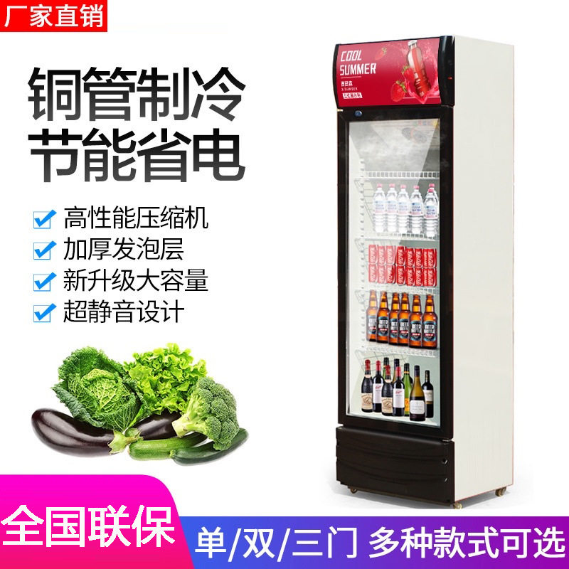 冷藏展示柜冰柜保鲜饮料冷饮单双三开门商用啤酒超市冰箱玻璃立式