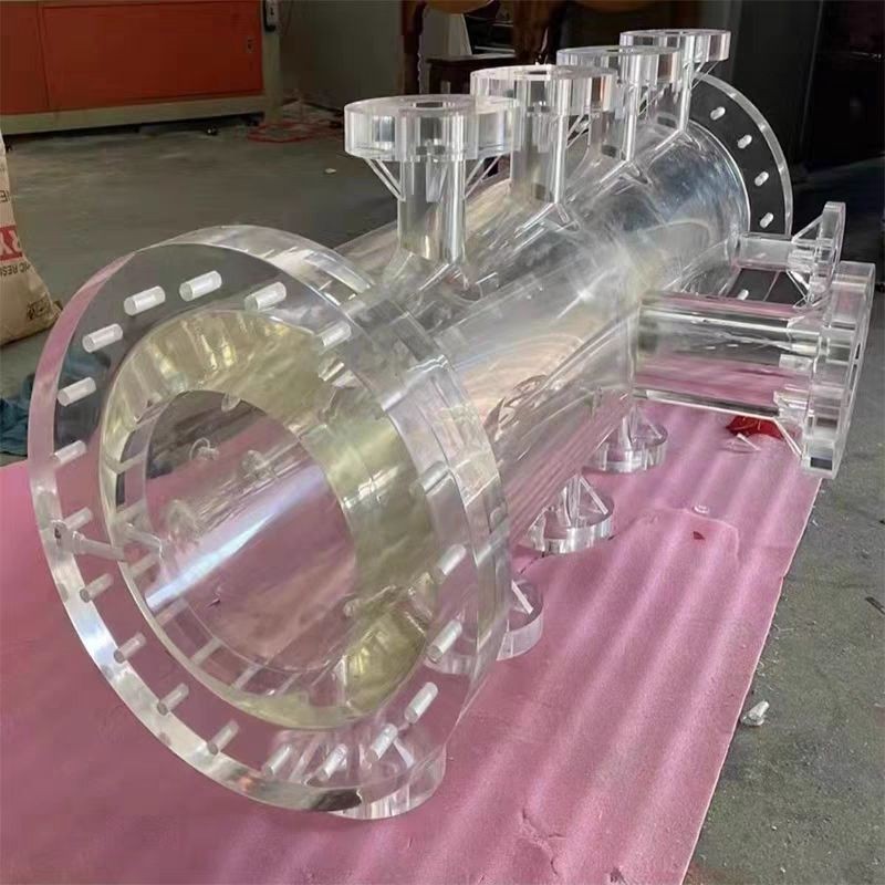 透明亚克力空心圆锥形硬管法兰试验仪器耐压耐酸碱有机玻璃制品厂