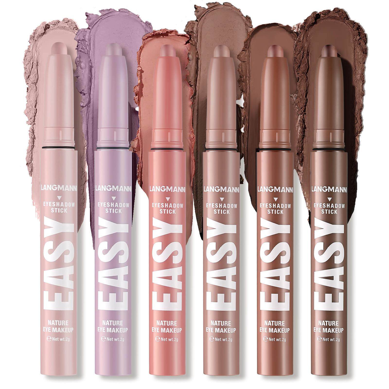 6Pcs Single Color Eyeshadow Stick 珠光哑光单色眼影笔套装