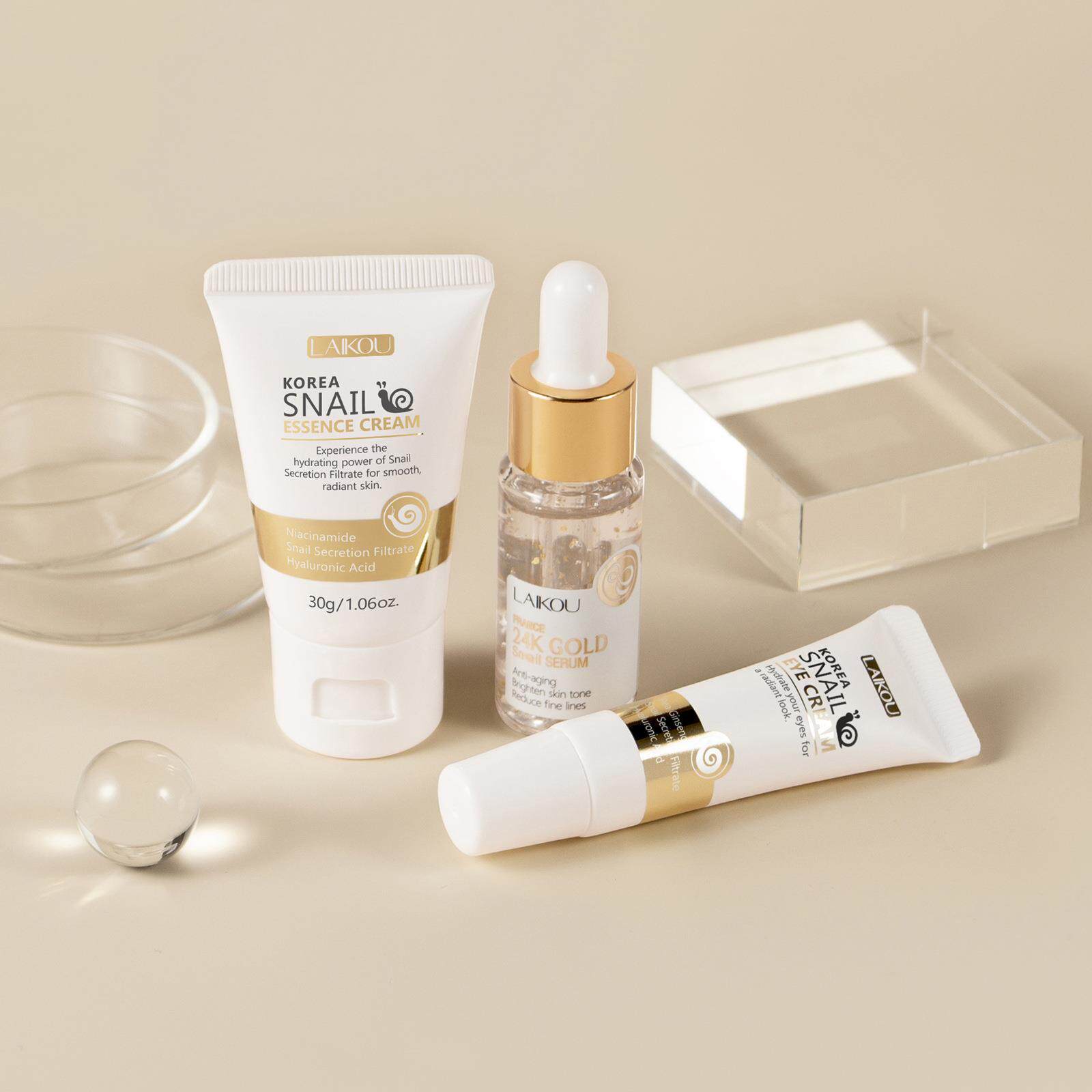 3Pcs Snail Facial Care Set 蜗牛焕活套盒 洁面眼霜面霜全套护肤