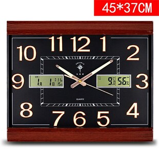 北极星挂钟带日历温度湿度客厅家用挂表时钟挂墙现代简约大气钟表