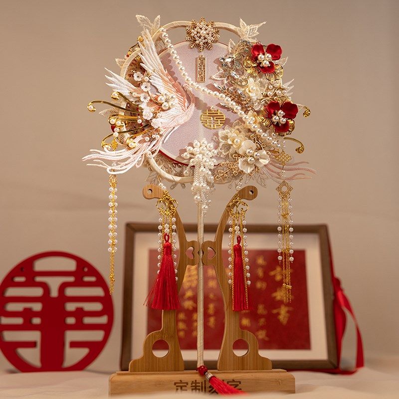团扇新娘结婚diy材料包重工秀禾喜扇婚扇双色双面高级感送人礼物,家居饰品,工艺扇/团扇/喜扇/折扇,淘宝优惠券,粉丝福利购,淘宝优惠卷