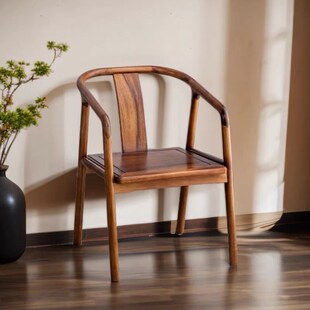 南美胡桃木坐板整板Y椅真材实料靠背椅简约胡桃色复古实木椅圈椅