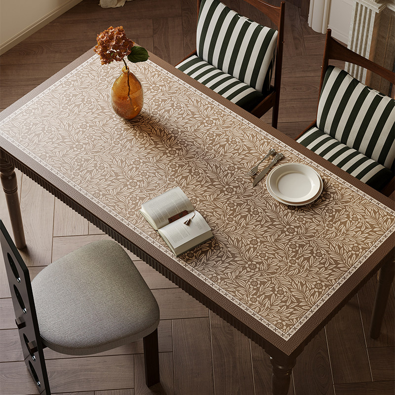克洛伊法式皮革桌垫轻奢防油免洗垫子高级感长方形防尘中古风桌布,居家布艺,桌布,淘宝优惠券,粉丝福利购,淘宝优惠卷