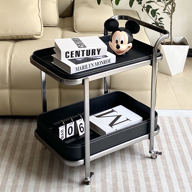 轻奢马鞍皮移动沙发边几小推车茶几客厅家用角几床头柜带轮置物架,住宅家具,移动边几/推车,淘宝优惠券,粉丝福利购,淘宝优惠卷