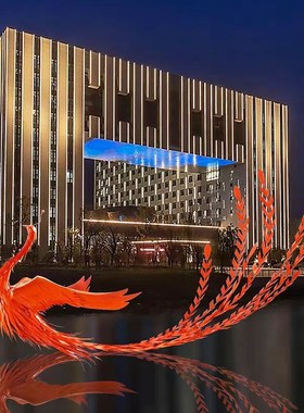 定制抽像不锈钢铁艺凤凰雕塑酒店商场会所大厅空中吊饰艺术摆件