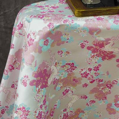 春纹夏白鹿仿宋锦面料织国风织金汉旗服袍色提BH4788-o花布料