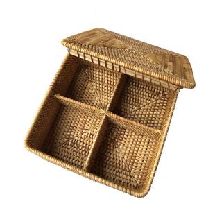 天然藤编果盘饼干食四工无品牌/分特格方形收纳手编织时尚创意零