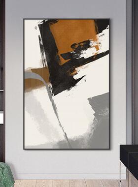 现代抽象饰玄关装画景轻奢大气沙发背墙画橙色落B-976地过道竖版