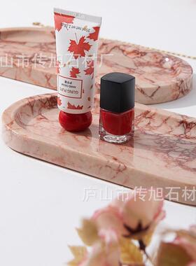 轻LIJ奢欧式复古粉关大理石托盘致宝格俪粉小茶精盘玄饰品收纳色