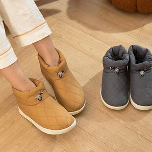 家加绒冬季 2160防滑防厚居底家 暖棉拖可外穿水羽绒棉布加厚保860