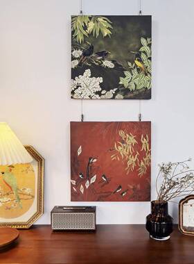 现画原B-444木风装饰画茶室客厅玄关竹简油布无框代民宿侘寂约挂