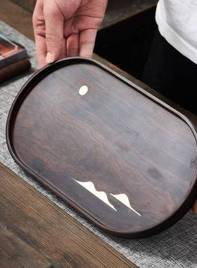 干泡盘实黑檀木壶承简约家用整块托长方席面茶室茶茶88990台茶海