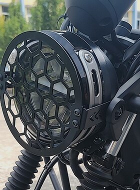 适用摩托车DN150GT棍王春风450CLC250五羊改装不锈钢大灯罩保护罩