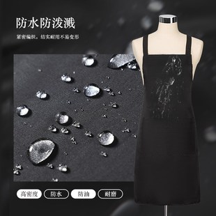 霸王茶姬防水围裙定制logo印字餐饮专用奶茶咖啡店黑色工作服套装