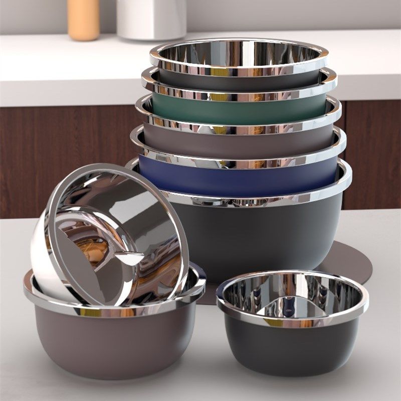 不锈钢盆带盖家用汤盆揉面盆厨房洗菜盆子打蛋盆饭盆猪油铁盆套装,餐饮具,盆,淘宝优惠券,粉丝福利购,淘宝优惠卷