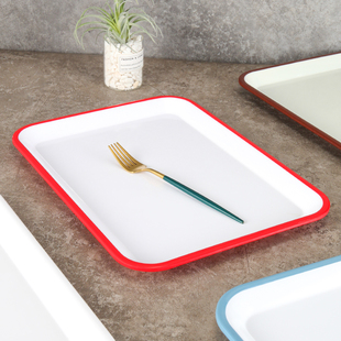 密胺托盘商用塑料长方形盘子蛋糕面包托盘幼儿园餐盘端菜水杯茶盘