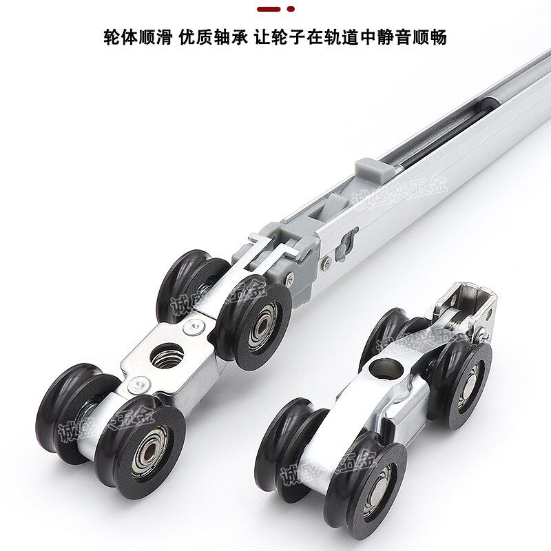 按弹式隐藏口袋门吊轮滑轨缓冲推拉移门轨道极窄铝框门吊滑轮全套