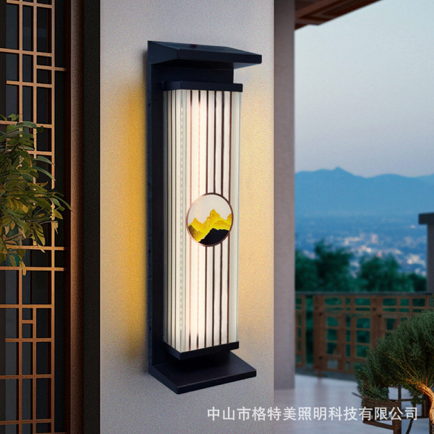 厂家现货轻奢风太阳能壁灯别墅大门柱灯入户灯过道走廊户外景观灯