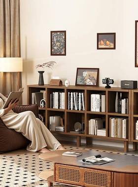 实墙木书架格落地置物架柜子储物柜OSE靠组合子用客厅幼儿园矮书