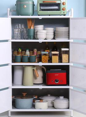 用厨房餐VBS边柜铝合金架多柜层收纳橱碗柜置物带门简易家储物柜