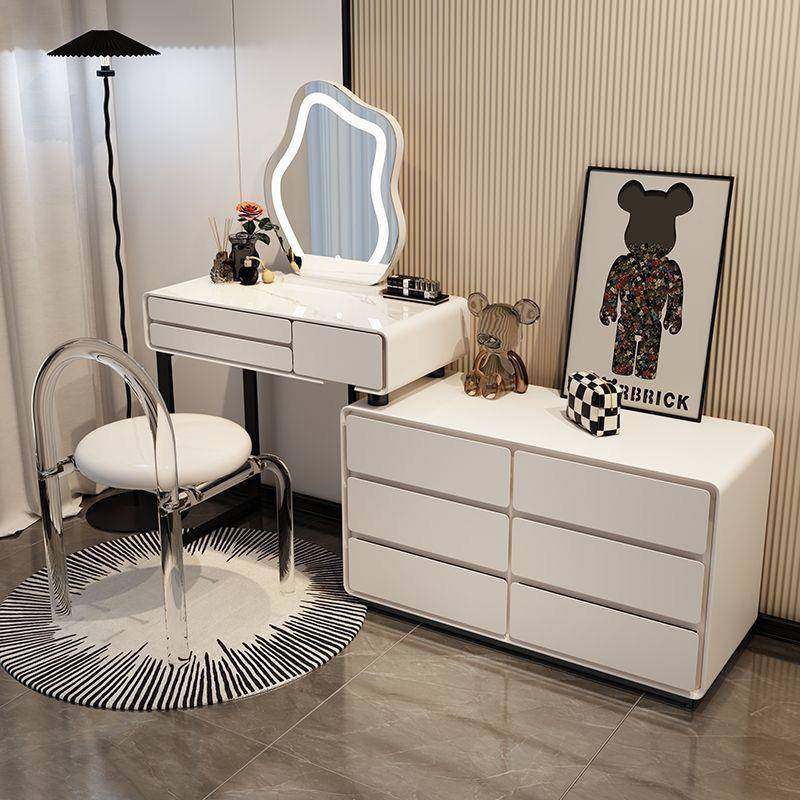 岩板梳台现代约卧室实木化简LIB妆妆台奶油风租出屋多